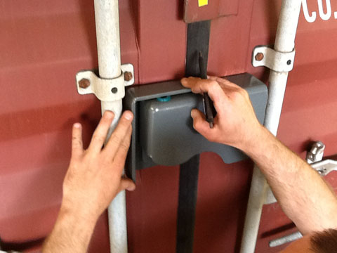 Installing a bolt on container lock box steps